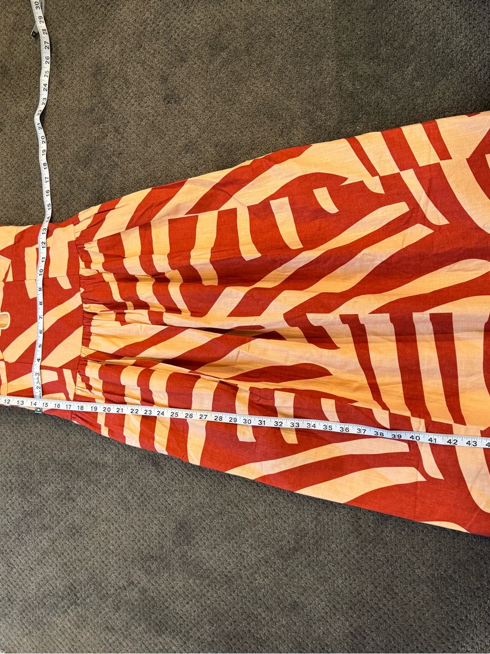 Mon Renn Surreal midi dress NWT distinctive Tropico print in rust and sand color - Picture 8 of 10